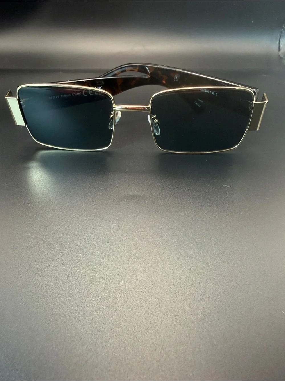 Men's Gold Frame Black Lens Sunglasses